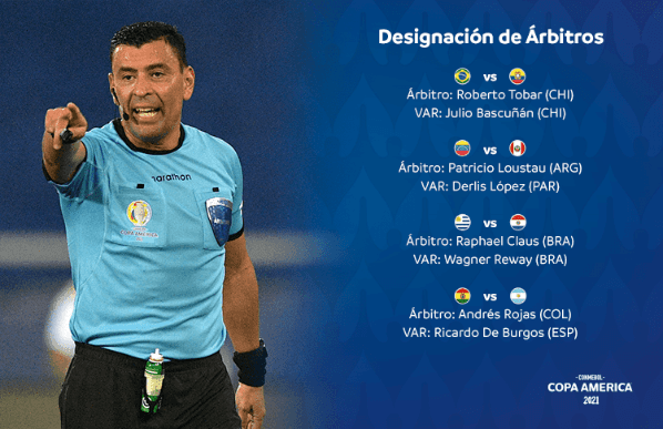 Los árbitros para la última fecha de la fase de grupos de Copa América.