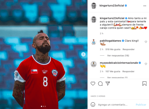 El mensaje de Vidal en Instagram.
