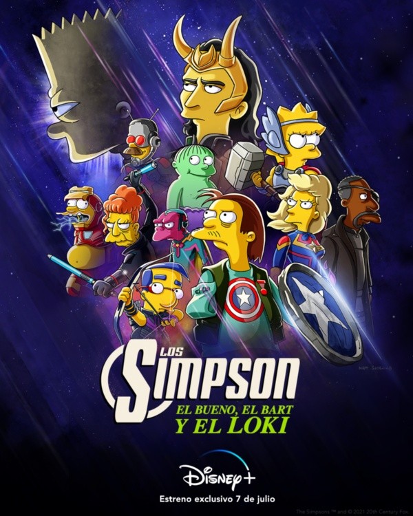 Afiche oficial de    El Bueno, El Bart y El Loki, el nuevo cortometraje de    Los Simpson.