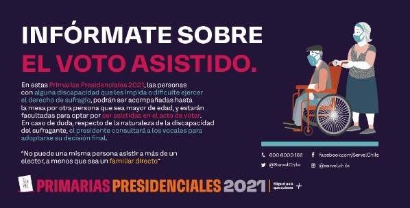 El voto asistido ayudará a un mejor funcionamiento del proceso. Foto: @ServelChile.