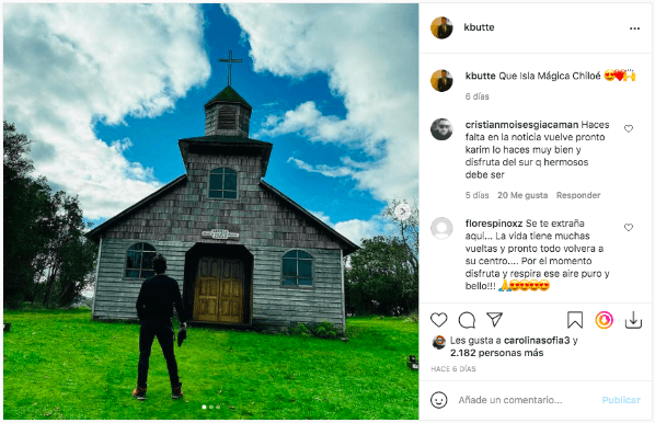 La publicación con que Karim Butte volvió a Instagram.