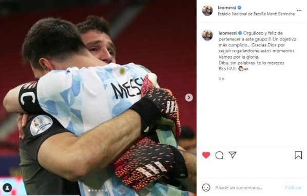 Messi le dedicó un post a Dibu Martínez
