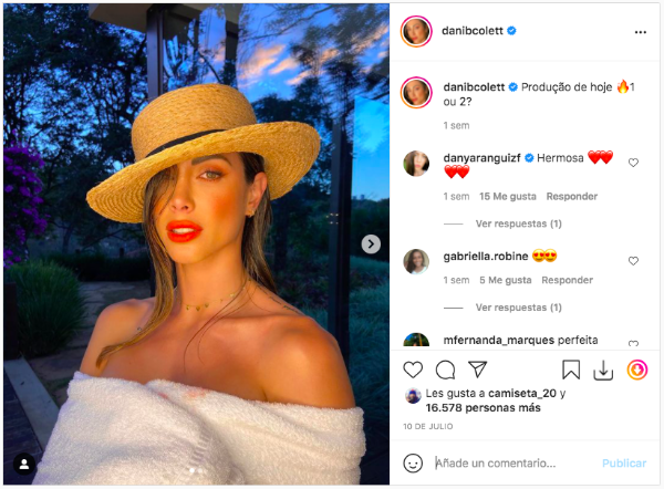 La publicación de Daniela Colett que comentó Eduardo Vargas.