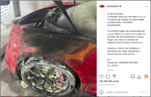 La publicación que hizo El Alfa y que luego eliminó.