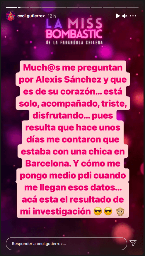Cecilia Gutiérrez destapa supuesto nuevo romance de Alexis Sánchez.(1)