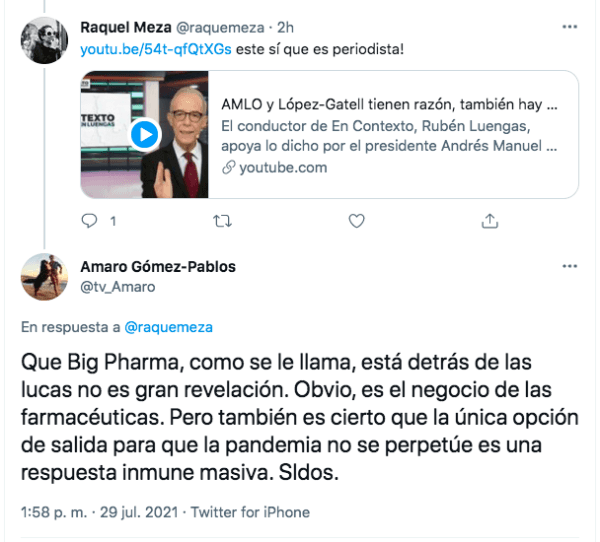Las respuestas de Amaro Gómez-Pablos a usuarios de Twitter que le cuestionaron su trato a Cristián Contreras, Dr. File.(3)
