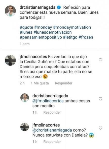 Cristián Ariagada desmiente relación con Daniela Nicolás en su Instagram.