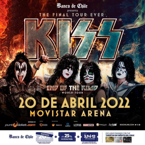 La gráfica con que se confirmó la nueva fecha para la despedida de KISS en Chile.