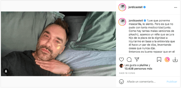 La nueva publicación de Jordi Castell, con su descargo por los dichos de David Nicolás.