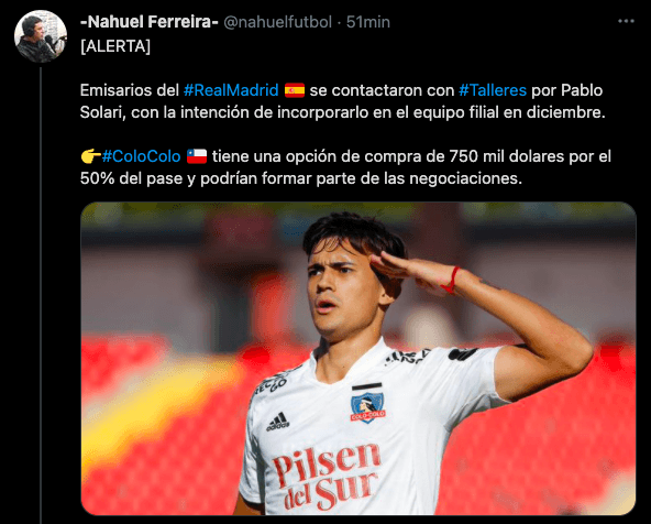 La bomba de Pablo Solari que lanzó el periodista Nahuel Ferreira.