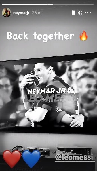 Neymar se reunirá con su viejo amigo en el PSG, y mostró su alegría con una historia en Instagram.