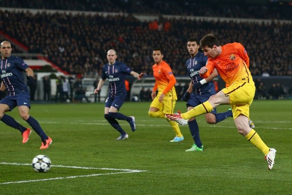 El primer gol de Lionel Messi en el Parque de los Príncipes fue al PSG hace casi una década. Foto: Getty Images