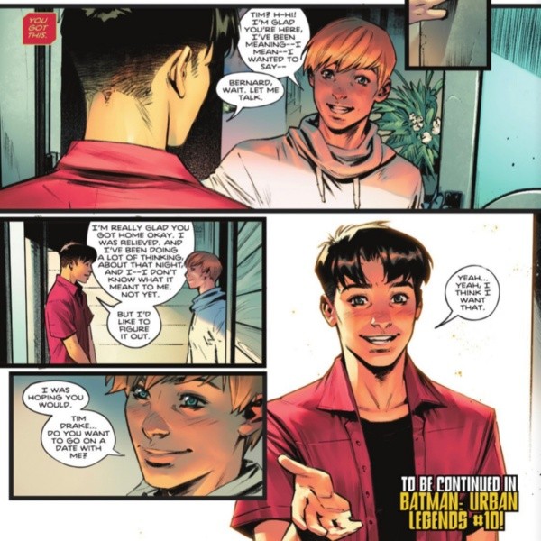 El momento en que Tim Drake confirma su bisexualidad en la publicación de DC Comics.