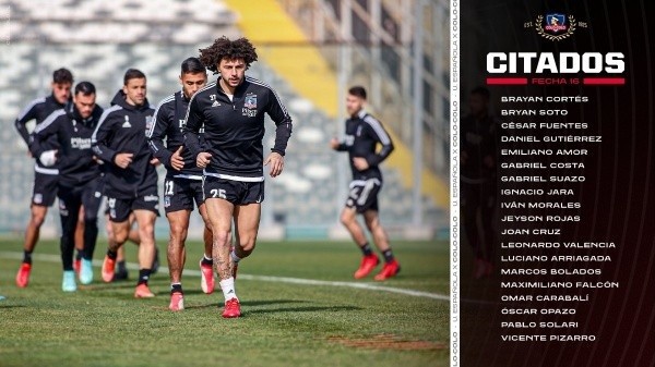 La lista de citados en Colo Colo para el choque con Unión Española.