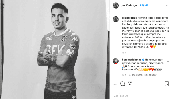 La despedida de Joe Abrigo a Unión Española.