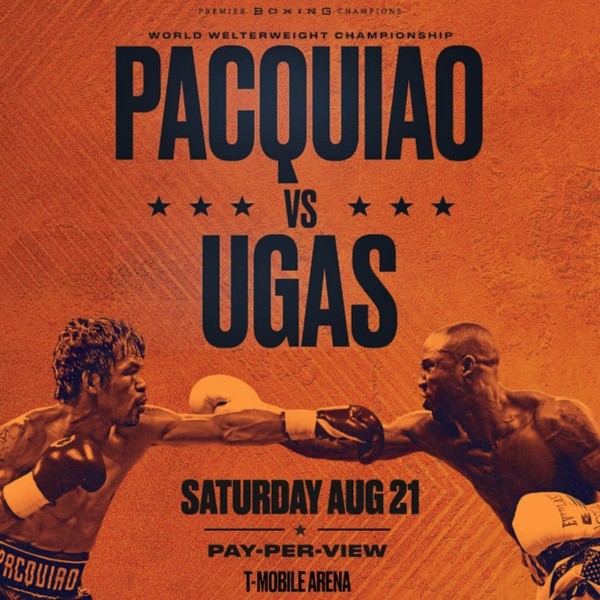 Afiche oficial Pacquiao vs Ugás por el título wélter de la AMB. (Foto: T-Mobile Arena)