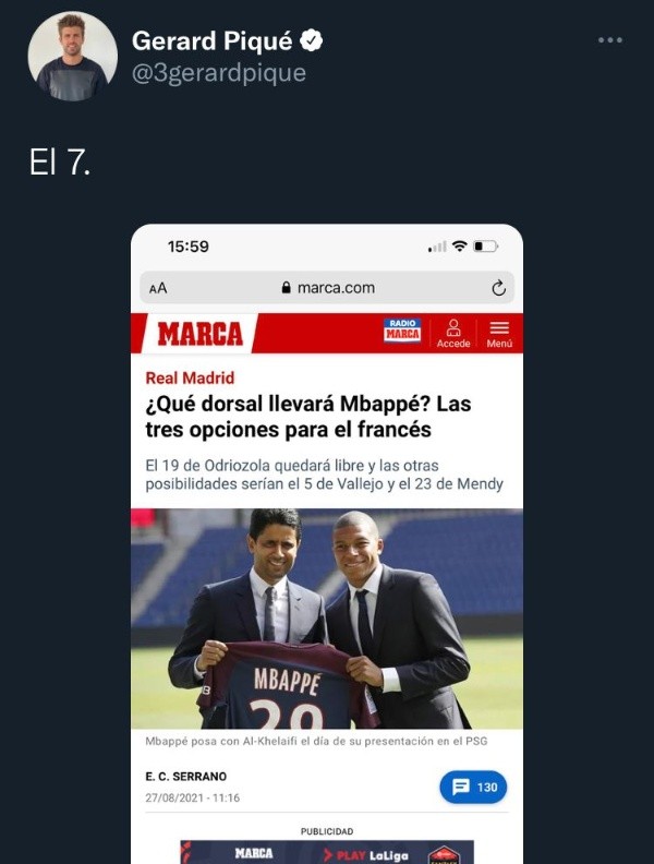 Gerard Piqué utilizó sus redes sociales para molestar al Real Madrid.