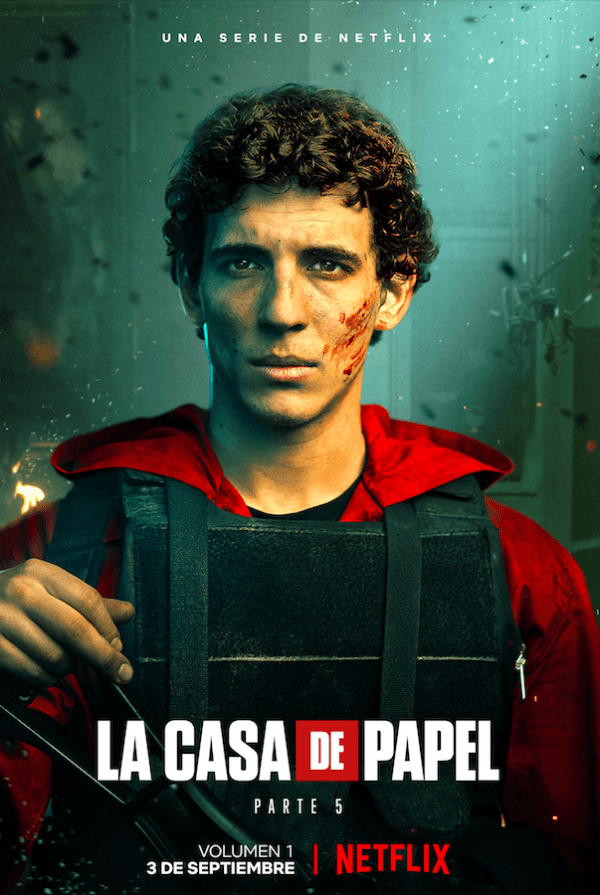 Estos son los personajes de la quinta temporada de La Casa de Papel:Aníbal Cortés, Río - Interpretado por Miguel Herrán.