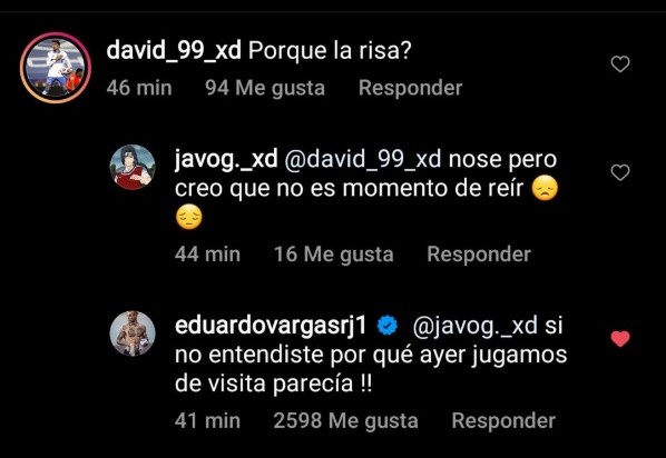 Vargas no escondió su desazón por el poco aliento que recibió La Roja en el Monumental.