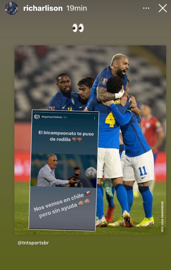 Richarlison otra vez: se burla de Chile y Vidal tras nueva victoria de Brasil.