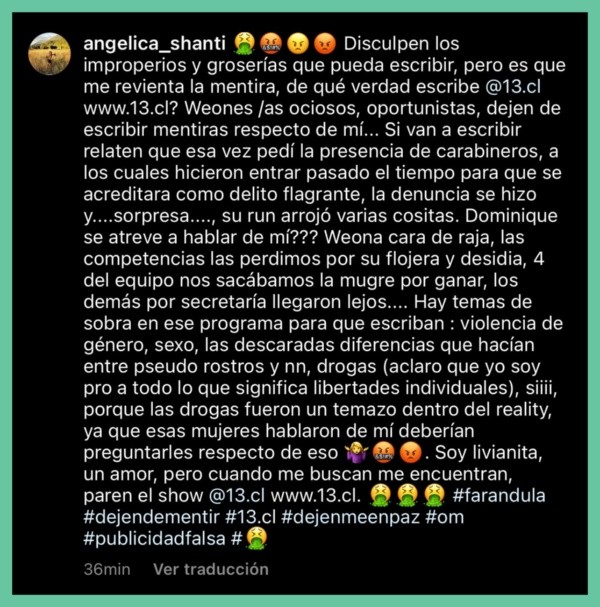 Angélica Sepúlveda critica sitio de Canal 13 por recordar pelea con Fanny.(2)