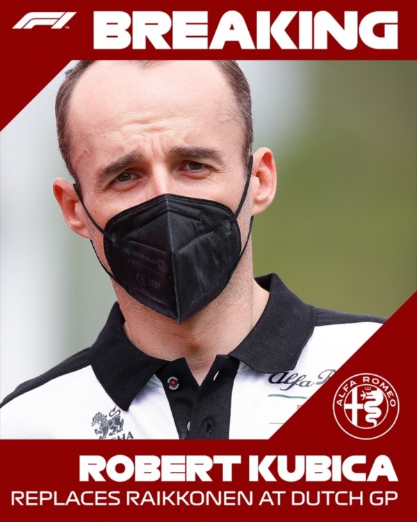 Robert Kubica reemplazará a Kimi Räikkönen quien dio positivo de covid-19 en el GP de Paises Bajos. (Foto: F1)