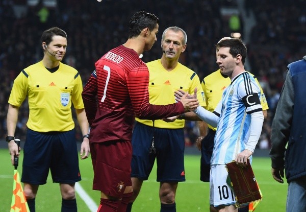 Cristiano y Messi en un amistoso internacional en 2014 (Getty)