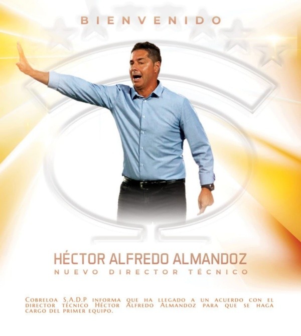 Con este afiche fue informado el nuevo entrenador de Cobreloa: se trata de Héctor Almandoz.