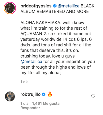 El bajista de Metallica, Robert Trujillo, y su aprobación a la nueva adquisición de Jason Momoa.