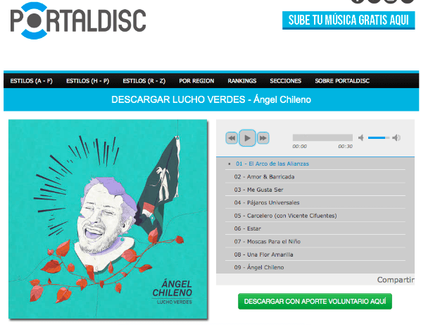 El disco Angel Chileno, de Lucho Verdes, en Portal Disc.