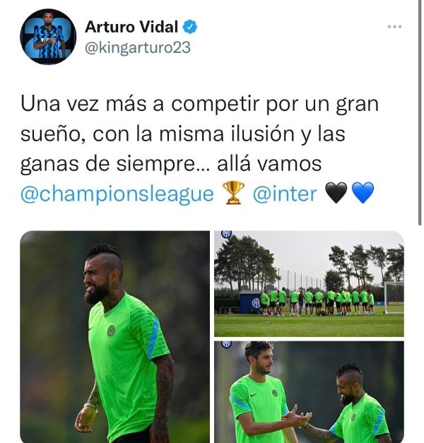 Arturo Vidal y su renovada ilusión para ir por la Champions League