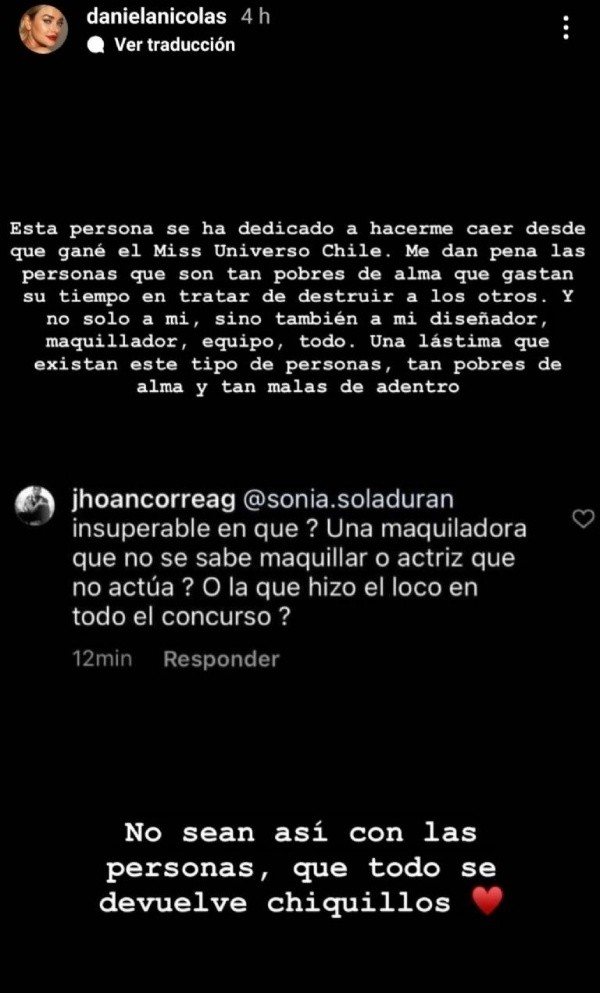 Daniela Nicolás revienta y reacciona molesta ante gratuito comentario