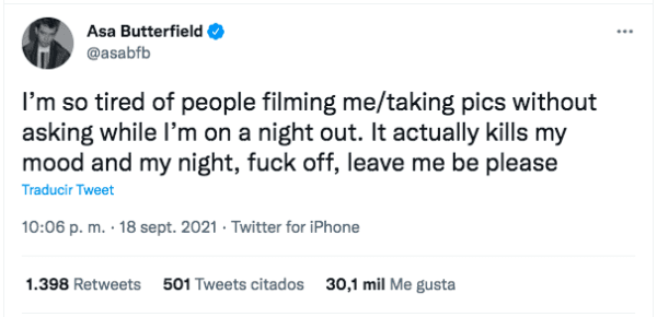 Los polémicos tuits de Asa Butterfield, el protagonista de la serie de Netflix 
   Sex Education.(1)