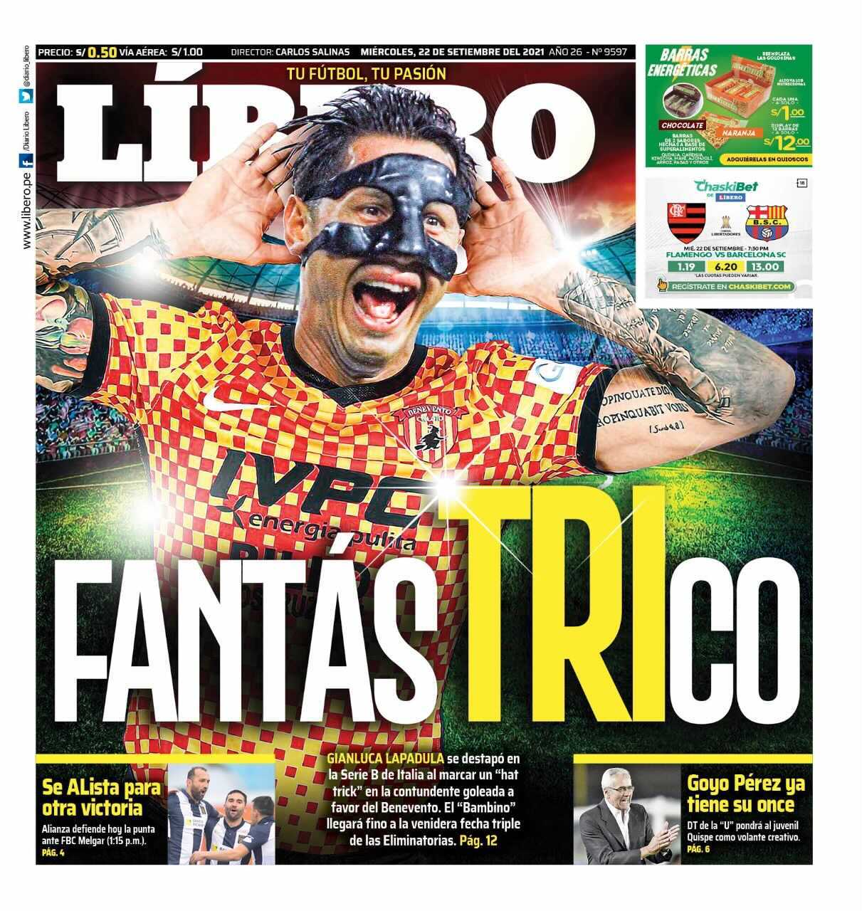 Gianluca Lapadula ha marcado tres goles con la selección de Perú.