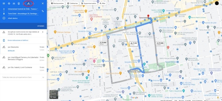 Google Maps versión escritorio