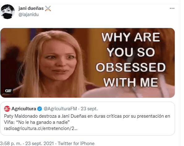 Jani dueñas en Twitter