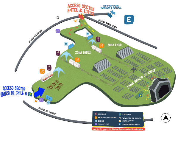 El mapa del recinto qu recibirá a Parque Estéreo.