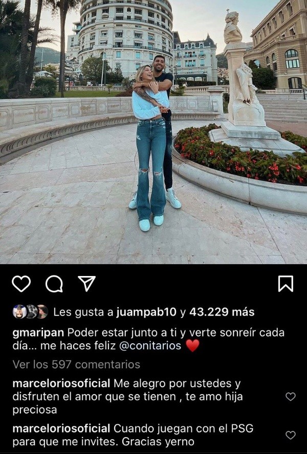 Los mensajes públicos que deja Marcelo Ríos en el Instagram de Guillermo Maripán