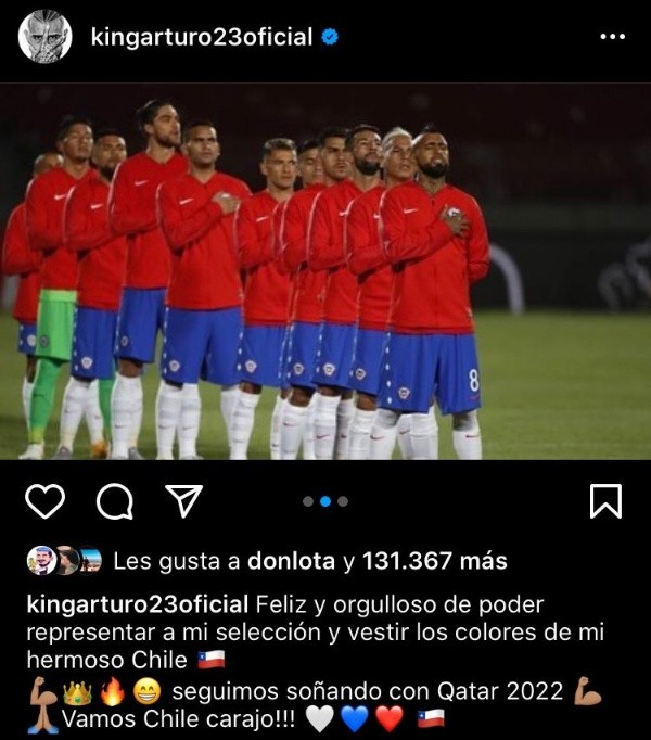 El mensaje que publica Arturo Vidal en sus redes sociales pensando en las Eliminatorias.