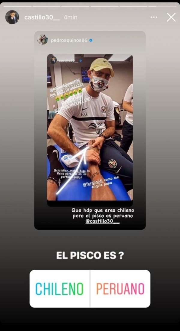 El peruano Aquino le respondió a Nicolás Castillo asegurando que “el pisco es peruano”