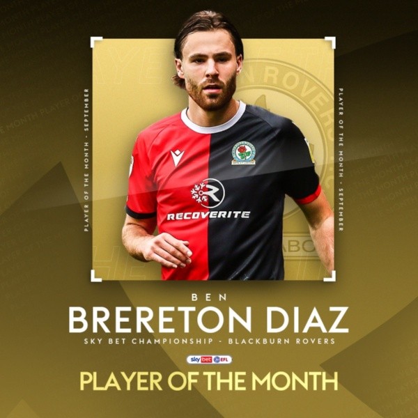 Ben Brereton Díaz fue elegido el “Jugador del Mes” de septiembre en la Championship. Foto: Championship