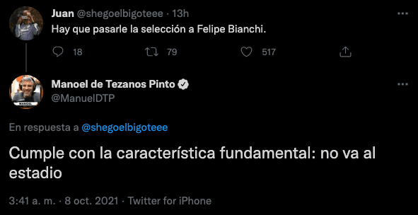 El mensaje de Manuel de Tezanos contra Felipe Bianchi.