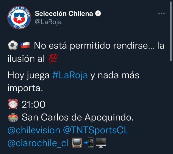 El mensaje para esta jornada de las redes sociales de la Roja