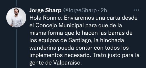 El alcalde, Jorge Sharp, asegura que hará la gestión solicitada por el jugador de Wanderers.