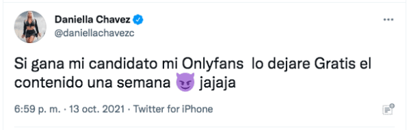 Daniella Chávez promete OnlyFans gratis si gana su candidato presidencial.(3)