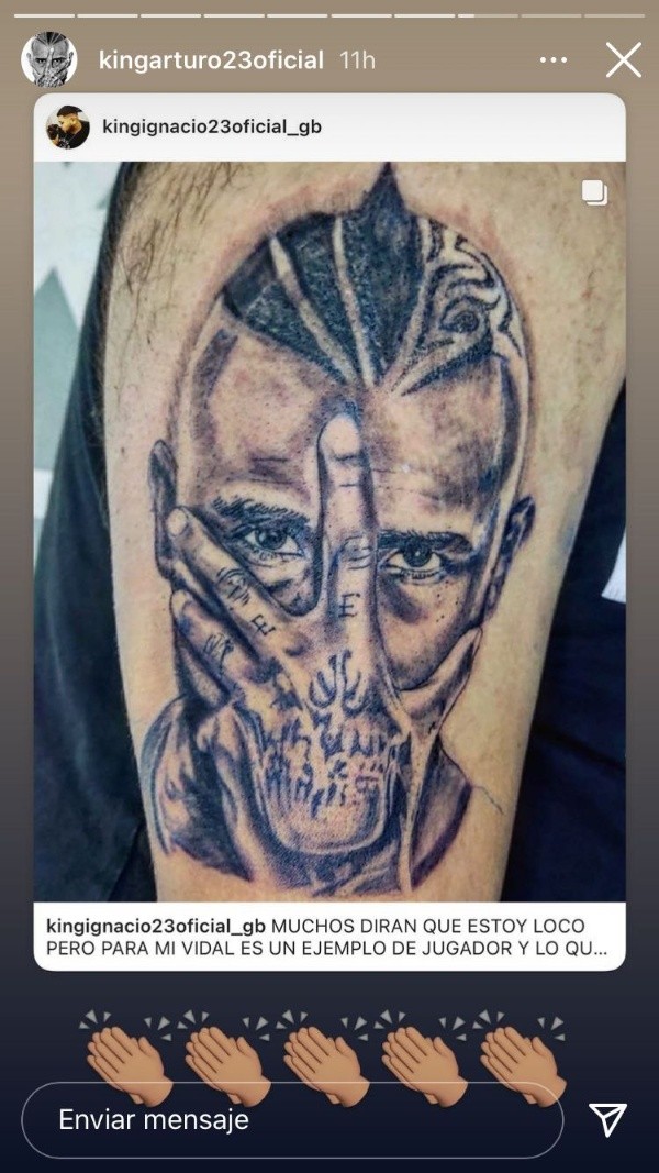La imagen del tatuaje fue compartida y aplaudida por el propio Arturo Vidal