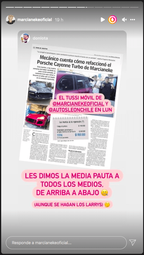 Marcianeke celebró aparecer en la prensa, tras estropear nuevamente su vehículo.