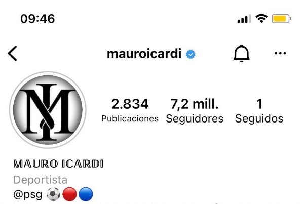 El nuevo contador de seguidores en la cuenta de Instagram de Mauro Icardi