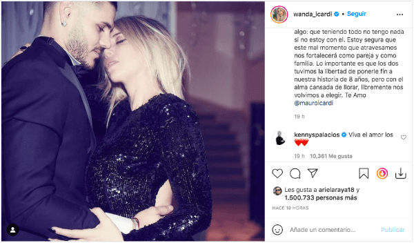 La publicación de Wanda Nara para marcar su reconciliación con Mauro Icardi.