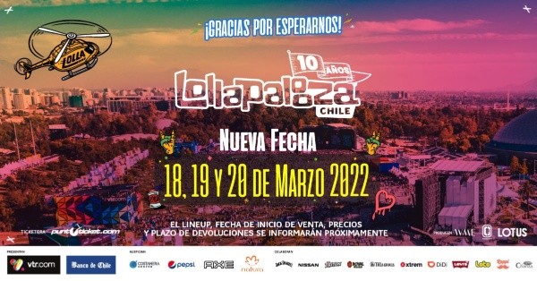 La publicación de Lotus confirmandoLollapalooza Chile 2022.(2)